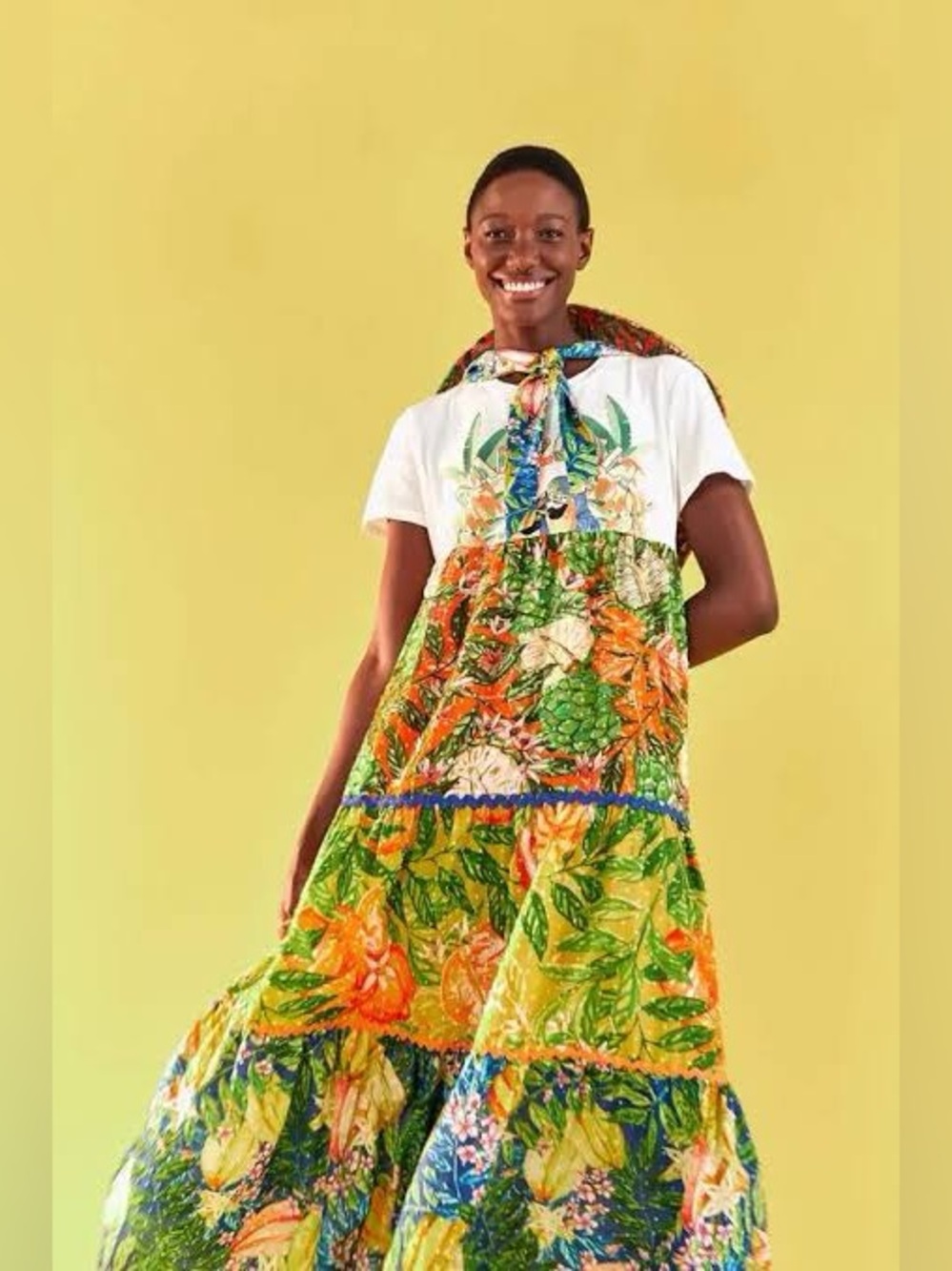 NWT Farm Rio Tiered Mixed Print T-Shirt Dress XS S
